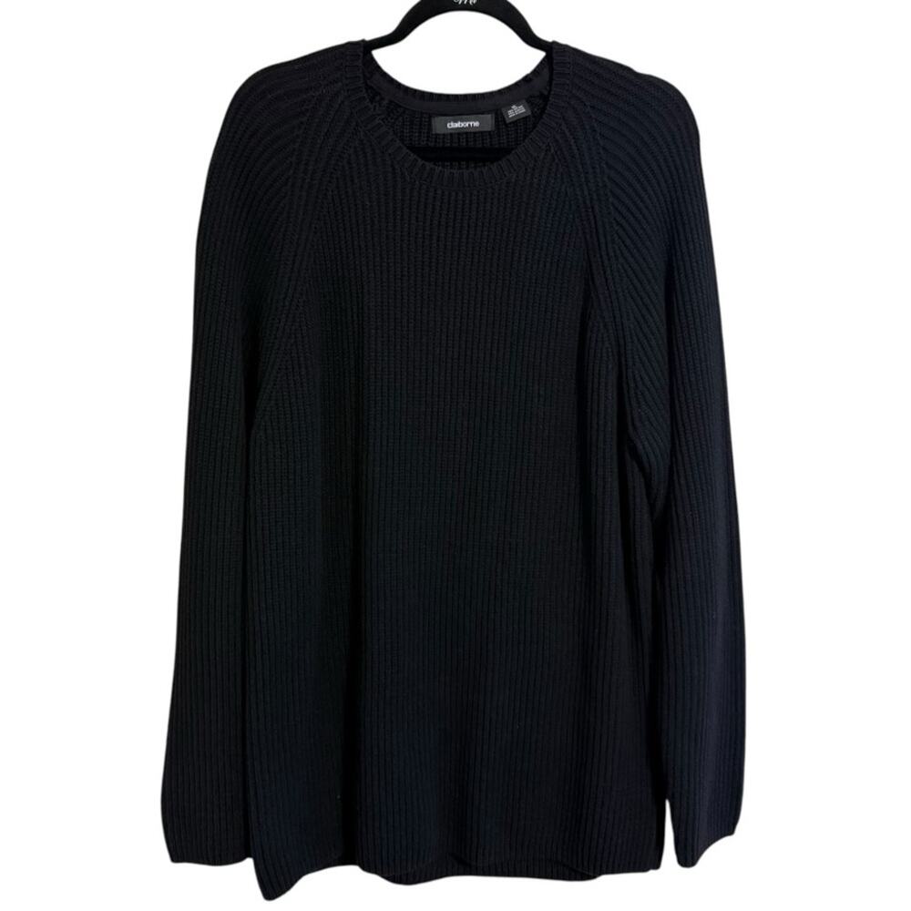 Claiborne Women's  Black Long Sleeve Cable Knit Sweater Size XL
